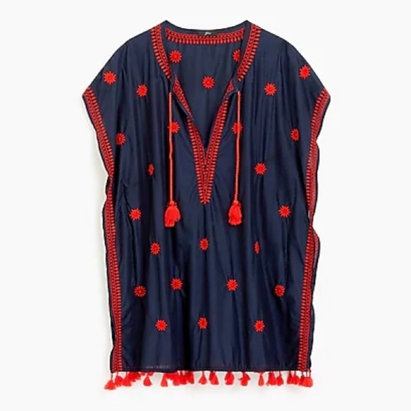 J. Crew | Embroidered Indian Cotton Beach Tunic - Picture 1 of 8